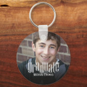 Graduate Grad Typografy Abschluss Foto Simple Schlüsselanhänger (Vorderseite)