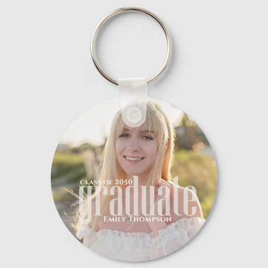 Graduate Grad Typografy Abschluss Foto Simple Schlüsselanhänger (Rückseite)