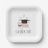 Graduate Graduate Cap Books Coffee Pappteller (Vorderseite)