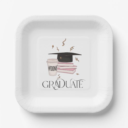 Graduate Graduate Cap Books Coffee Pappteller (Vorderseite)