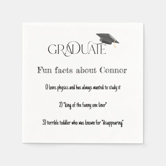 Graduate Graduate Cap Fun Fakten Serviette (Vorderseite)