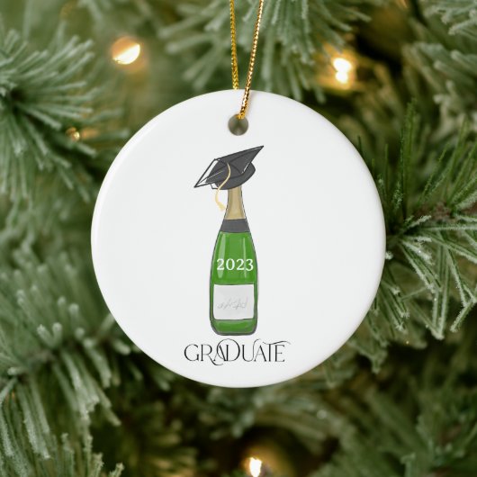 Graduate Graduation Cap Champagne Custom Christmas Keramik Ornament (Baum)