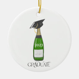 Graduate Graduation Cap Champagne Custom Christmas Keramik Ornament