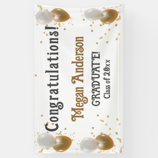 Graduate Gratulationen Banner mit Namen (Vertikal)
