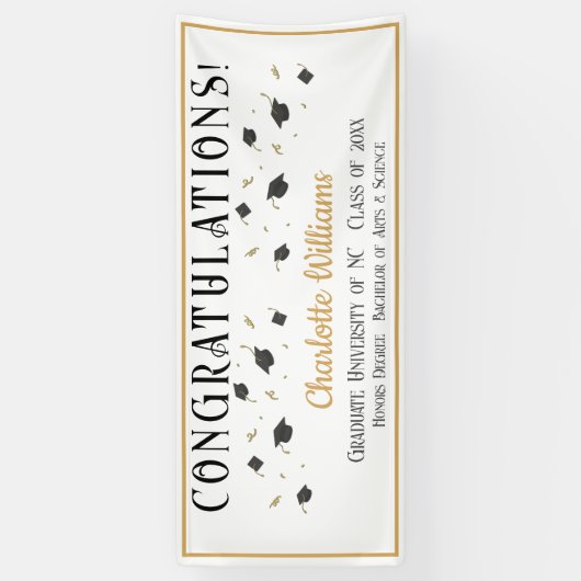 Graduate Gratulationen Banner mit Namen (Vertikal)