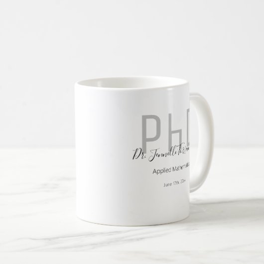 Graduate Gray Black Name PhD Kaffeetasse (VorderseiteRechts)