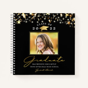 Graduate Guest Book 2022 Foto Black Gold Notizblock