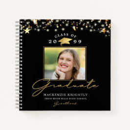 Graduate Guestbook Foto Gold Stars Benutzerdefinie Notizblock