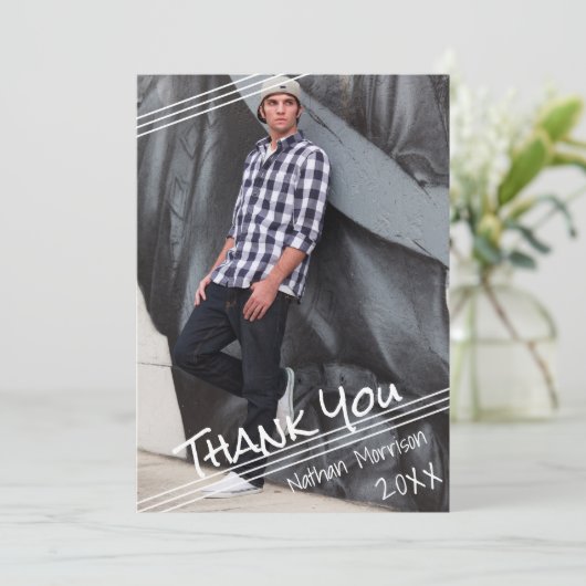 Graduate Hand Letter Danke | Ein Foto (Stehend Vorderseite)