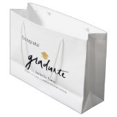 Graduate Handgeschriebene Script Graduation Cap Wh Große Geschenktüte (Vorderseite Schrägansicht)