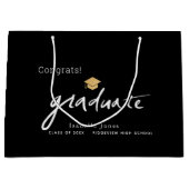 Graduate Handwriting Script Graduation Cap Black Große Geschenktüte (Vorderseite)