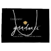 Graduate Handwriting Script Graduation Cap Black Große Geschenktüte (Rückseite)