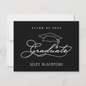 Graduate Hat Black Vielen Dank Mitteilungskarte (Vorderseite)