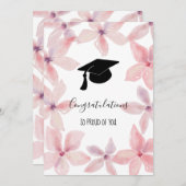 Graduate Hat gratulieren Watercolor Floral Einladung (Vorne/Hinten)