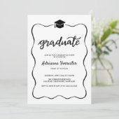 Graduate Hat Moderne Niedliche Multifunktionsleist Einladung (Stehend Vorderseite)