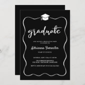 Graduate Hat Modernes Niedliches Multifunktionslei Einladung (Vorne/Hinten)