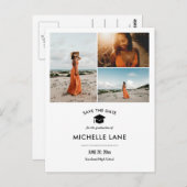 Graduate Hat Save the Date drei Fotos Postkarte (Vorne/Hinten)