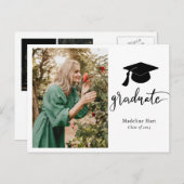 Graduate Hat | Save the Date Grad FotoCollage Postkarte (Vorne/Hinten)