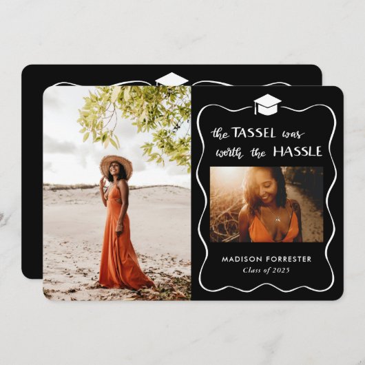 Graduate Hat Script Tassel war das Vergnügen Einladung (Vorne/Hinten)