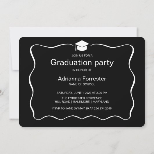 Graduate Hat Script Tassel war das Vergnügen Einladung (Rückseite)