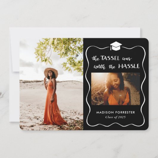 Graduate Hat Script Tassel war das Vergnügen Einladung (Vorderseite)