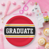 GRADUATE Hellrosa Gelbe Streifen Pappteller (Party)