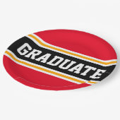 GRADUATE Hellrosa Gelbe Streifen Pappteller (Schrägansicht)