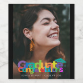 Graduate Herzlichen Glückwunsch Moderner Abschluss Weinetikett (Einzelnes Label)