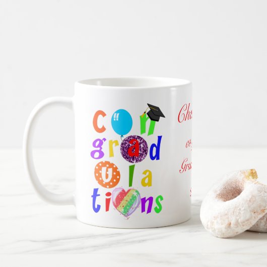 Graduate Herzlichen Glückwunsch Typografie Kaffeetasse (Mit Donut)