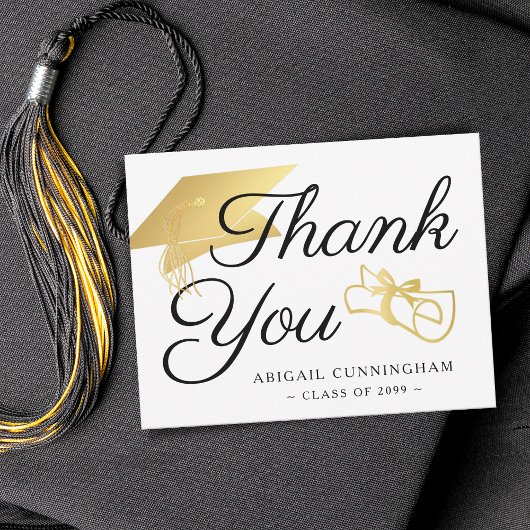 Graduate Imitate Gold Foil Cap Diploma Vielen Dank Dankeskarte