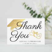 Graduate Imitate Gold Foil Cap Diploma Vielen Dank Dankeskarte (Stehend Vorderseite)