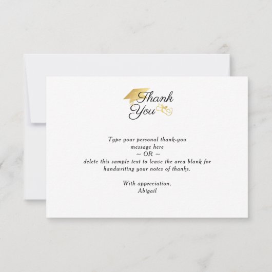 Graduate Imitate Gold Foil Cap Diploma Vielen Dank Dankeskarte (Rückseite)