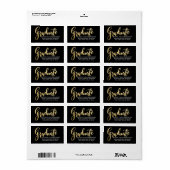 Graduate Imitate Gold Foil Handgeschriebenes Skrip Adressaufkleber (Vorne)