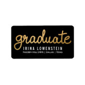 Graduate Imitate Gold Foil Typografy Black Adressaufkleber (Vorne)