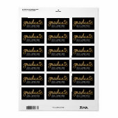 Graduate Imitate Gold Foil Typografy Black Adressaufkleber (Vorne)