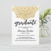 Graduate Imitats Gold Foil Mandala Muster Einladung (Stehend Vorderseite)