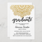 Graduate Imitats Gold Foil Mandala Muster Einladung (Vorne/Hinten)