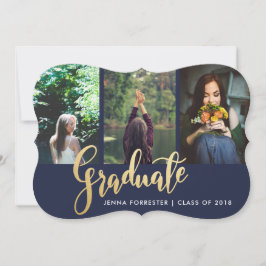 Graduate Imitats Gold Foil Script Foto | Marinebla Einladung