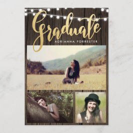 Graduate Imitats Gold Foil | String Lights-Foto Einladung