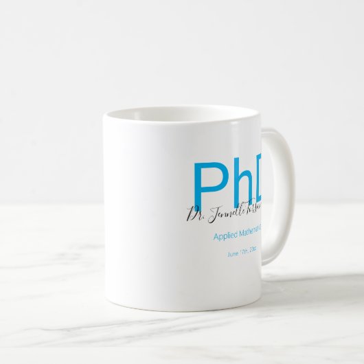 Graduate Keepake Black Blue Name PhD Abschluss Kaffeetasse (VorderseiteRechts)