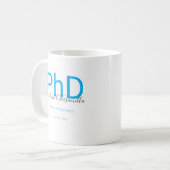 Graduate Keepake Black Blue Name PhD Abschluss Kaffeetasse (Vorderseite Links)