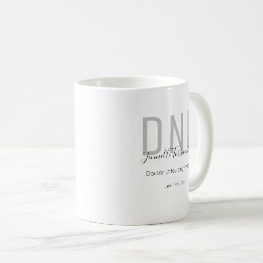 Graduate Keepake Black Gray Name Degree DNP Coffe Kaffeetasse (VorderseiteRechts)