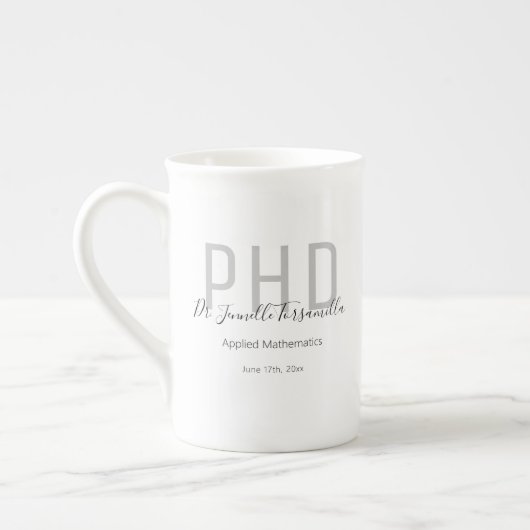 Graduate Keepake Black Gray Name Grad Doktortitel Porzellantasse (Links)