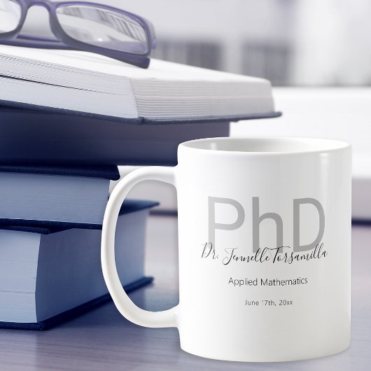 Graduate Keepake Black Gray Name PhD Abschluss Kaffeetasse