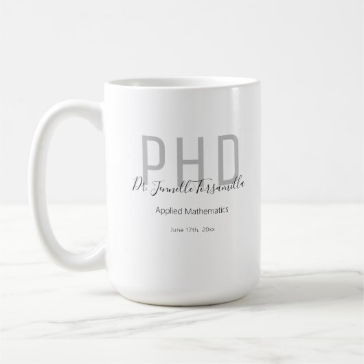 Graduate Keepake Black Gray Name PhD Kaffeetasse (Links)