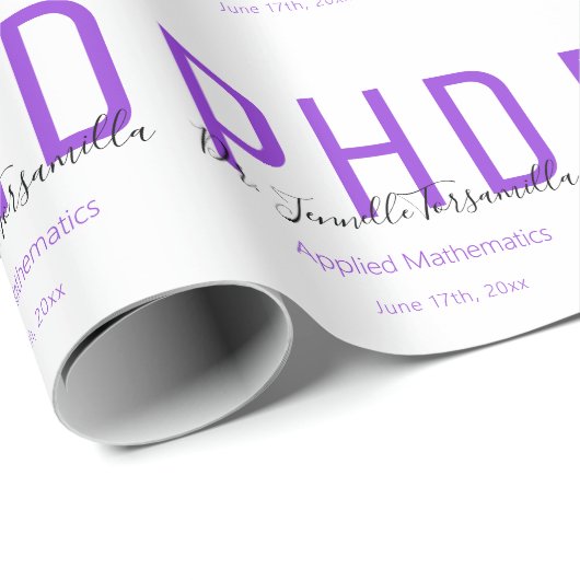 Graduate Keepake Lila Black Name Grad PhD Geschenkpapier (Rolleneckpunkt)