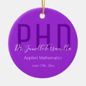 Graduate Keepake Lila White Name Grad PhD Keramik Ornament (Vorne)