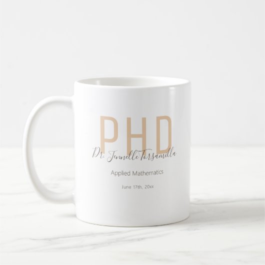 Graduate Keepake Neutrals Brawn Name Grad PhD Kaffeetasse (Links)