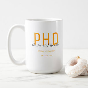 Graduate Keepake Orange Black Name PhD Kaffeetasse