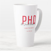 Graduate Keepake Red Black Name Degree PhD Milchtasse (Rechte Ecke)